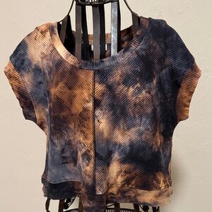 Umgee Black and Brown Tie-Dye Crop Top